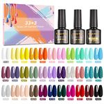 Gel Nail Polish- SHOWNAIL 36Pcs Gel Polish Soak Off Gel Nail Polish Set with Base Glossy Matte Top Coat, Popular Pastel Black White Nude Neon Glitter Gel Nail Polish Colour DIY Nail Collection