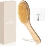 Dry Brushing Body Brush - Best for Exfoliating Dry Skin, Lymphatic Drainage -Natural Bristle Dry Brush- Organic Spa Exfoliator Bamboo Handle, Plastic Free