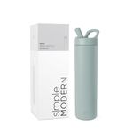 Simple Modern Water Bottle with Straw lid | Insulated Stainless Steel Thermos | Reusable Travel Water Bottles for Gym & Sports | Leak Proof & BPA Free | Mesa Collection | 24oz, Sea Glass Sage