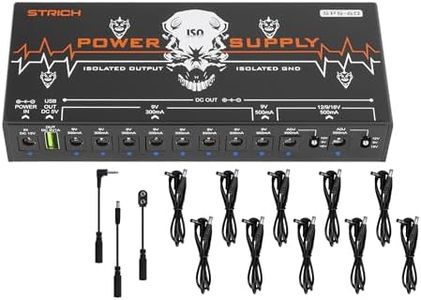 STRICH SPS-60 Guitar Pedal Power Supply, 10 Totally Independent DC Outputs Pedal Board Power Supply for 9V/12V/18V (300mA/500mA) High Power for Power High-current Effect Pedal, Noiselessly