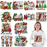 AnyDesign 12 Sheet Christmas Iron On Transfers Patches Xmas Tree Truck Snowman Heat Transfer Iron Patches Merry Christmas Heat Transfer Stickers for DIY Art Craft Clothing Fabric Decor