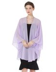 BEAUTELICATE Chiffon Kimono Cardigans Women Oversized Bolero Shrug Sheer Cover Up With Arm Holes For Summer Wedding Evening Bridal Bridesmaids Mother of The Bride(One size,Lilac)