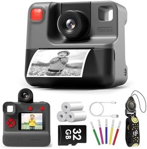 LETSHAHA Kids Camera Instant Print, Christmas Birthday Gifts for Toddle Girls Boys Age 3-12, 24MP & 1080P Selfie Digital Camera with 3 Roll No-Ink Print Paper 32G SD Card - Black