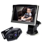 QINER Baby Car Mirror, 1080P Baby Car Camera With 5 Inch Monitor, Car Mirror Baby Rear View With Night Vision, Baby Mirror For Car Back Seat With Wide Crystal Clear View For Children Infants Kids