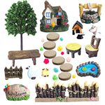 KKSTY Fairy Garden Accessories, Fairies Welcome Garden Kit, 32pcs Miniature Fairy Garden Ornament for Christmas Decoration Fairy Garden Potted Plant Desk Decor