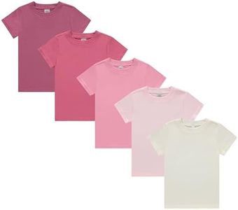Cudlie Girls’ Short Sleeve T-Shirts, 5-Pack Solid Color Soft Cotton Tees for Infants, Toddlers and Little Girls