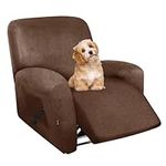 molasofa Recliner Chair Covers - 4 Pieces Leather Like Large Recliner Chair Covers with Pocket Waterproof Non Slip Stretch Recliner Slipcover for Lazy Boy Recliner Chair Washable (Brown)
