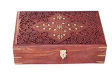 Delux wood carver Handcrafted Wooden Jewellery Box for Women Jewel Organizer Hand Carved, 12*8 Inches