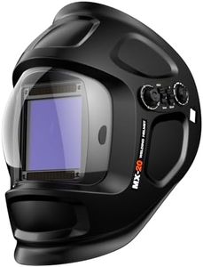 Casco de soldadura de oscurecimiento automático mejorado, pantalla de visualización ultra grande, energía solar de color real, lente hemisférica 4C, sensor de 4 arcos, sombra ancha 4~5/9-9/13 para