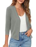 Urban CoCo Women's 3/4 Sleeve Shrugs Open Front Cropped Sweater Cardigan (Washed Olive,S)