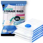 KEPLIN Vacuum Storage Bags | Maximise Space and Store Clothes, Bedding, Towels, Duvet & Pillow | Space Saver Air Suction Bag with Secure Double Zip + Valve | 6 Pack X-Large (80cm x 100 cm)