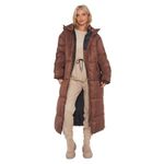 janisramone Womens Hooded Maxi Longline Coat Ladies Puffer Padded Bodywarmer Ladies Long Sleeve Winter Quilted Jacket Outwear