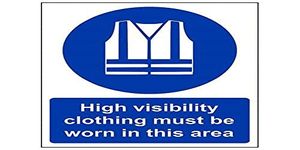 V Safety 41065AN-R High Visibility Clothing Must Be Worn In This Area PPE Sign - Portrait - 150mm x 200mm - 1mm Rigid Plastic, Blue