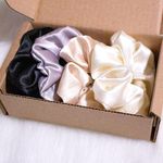 Atrube Silk Hair Scrunchies For Women Girls Combo Of 4, Elastic Silk Ponytail Holders For Thick Or Thin Hair, Satin Scrunchies Hair Accessories, Multicolor