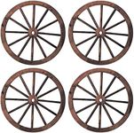 Qunclay 4 Pcs Wooden Wagon Wheel Wall Decor Old Western Wood Boho Wall Art Farmhouse Boho Wagon Wheels Rustic Yard Decor Wood Hanging Decorations for Garden Home Bar Garage (10 Inch)