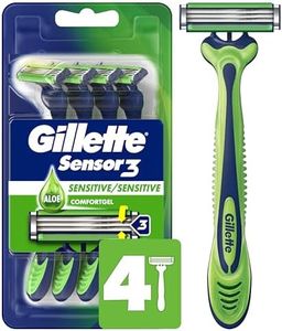 Gillette Sensor3 Sensitive Men's Disposable Razor, 4 Razors