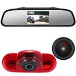 170 Wide Angle Car Rear View Camera Brake Light Reversing Camera with 4.3" TFT LCD Screen Mirror for Opel Vivaro surf Concept/life 2017/Combo/Vauxhall/Renault Trafic/FIAT Talento/Primastar