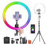 NEEWER SRP18C RGB LED Ring Light Kit, Ultra Slim App Control with Reversible Light Stand, Phone Holder, Ball Head, 2500K-10000K, CRI 95+/TLCI 97, 3700lux/0.5m, 18 Scenes for TikTok/Makeup/Gaming