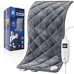 BOB AND BRAD Far Infrared Heating Pad Electric, Weighted Heating Pad with 6 Heating Levels, Auto-Off Timer and Snug-Fit Adjustable Belt Christmas Birthday Gifts for Women and Men 12"x24" Gray