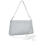 XUDREZ Women Rhinestones Evening Clutch Bag,Small Shoulder Handbag for Party Wedding Purses Female Underarm Crossbody Bag (Silver)