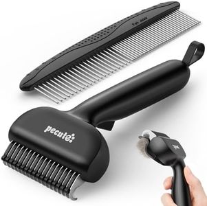 Pecute Self-Cleaning Undercoat Rake for Dogs and Cats, 304 Stainless Steel Dematting Deshedding Tool Combo, Deshedding Brush for Thick Double Coats, Long Hair with Dense Undercoats, Heavy Shedding