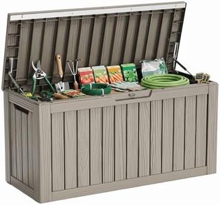 MAIUSCOLI 86 Gallon Deck Box, Lockable Waterproof Outdoor Storage Boxes For Garden Tools,Indoor Cushions,Accessories Outside Storage Resin Weatherproof Container(Grey)