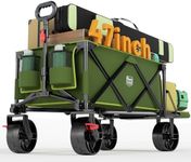 Timber Ridge 47" L Collapsible Wagon with Tailgate & Brake, 300lbs Heavy Duty Beach Wagon with All-Terrain Big Wheels, 250L Foldable Utility Cart for Sand Camping Sports Shopping, Green