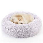 NOYAL Calming Dog Bed Donut Anti Anxiety Fluffy Dog Bed for Small Medium Dog and Cat