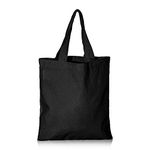 IMFAA Pack 10 Small (30x30) Cm 100% Cotton Canvas Reusable Tote Shopping/Kids Party Bags for Printing and Painting in Black-Colour (Black, 10)