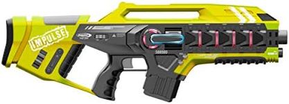 JAMARA 410083 Impulse Gun – Rifle Set Yellow/Red – Laser Tag with 3 Battle Modes Players per Team, Last Man Standing, Duel, 4 Simulated Weapons with Sound Effects, up to 40m Range