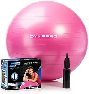 DYNAPRO - Exercise Ball, Extra Thick Anti-Burst Material, Heavy Duty Yoga Ball for Workout, Pregnancy and Physical Therapy, Hand Pump and Exercise Resources Included, Pink