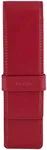 DiLoro Leather Double Pen Case Pencil Pouch Holder for Two Fountain Ballpoint Rollerball Pens and Pencils (Red)