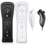 AESYBATH Remote Controller for Wii, Wireless Remote Controller with Nunchuk Silicon Case and Strap(Black&White)