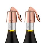 OUWO Wine Stopper Stainless Steel Wine Bottle Stoppers Plug with Silicone Wine Toppers Stopper Reusable Wine Cork Superior Leak-Proof Keeps Wine Fresh Best Gift Accessories Rosegold 2 Pack