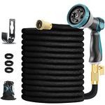 Aunfles Expandable Garden Hose 50ft, 10 Adjustable Spray Hose Nozzle, 3/4” Solid Brass Connectors, 4-Latex Core, Heavy Duty Flexible Hose, Easy to Control and No-Kink, Lightweight