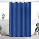 Qidordour Blue Shower Curtains Mould Proof Resistant, 180x180cm Weighted Polyester Fabric Bathroom Shower Curtain with 12 Hooks Washable, Soft Hotel Quality Waterproof Cloth Shower Liner for Wet Room