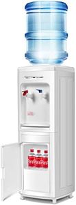 KOTEK Top Loading Water Cooler Dispenser, 3-5 Gallon Hot & Cold Water Dispenser w/Child Safety Lock & Storage Cabinet, Freestanding Electric Water Cooler for Home, Office, White