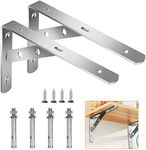 Shelf Bracket Heavy Duty 2 Pcs 90 Degree L Shaped Floating Wall Brackets Stainless Steel Metal Support Joint Angle Bracket Shelf Corner Brace Shelf Bracket White（210x350mm）