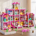 TEMI Dolls House Girls Toys for Kids Ages 2 3 4 5 6 7 - Doll Home, Pretend Home Toy with Accessories and Furniture, Doll Houses for Girls 6-12, Girls Toys for Ages 5-7