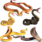 Techshining 5pcs Fake Snakes Toy Figurines Realistic Fake Snake Prank Rubber Snake Props Scary Snake Toy Scare Birds, Cobra Snake, Boa Constrictor, Corn Snake Wild Life Figures