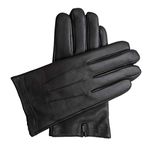 Downholme Classic Leather Cashmere Lined Gloves for Men (Black, XL)