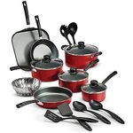 18 Piece Nonstick Pots & Pans Cookware Set Kitchen Kitchenware Cooking (RED)