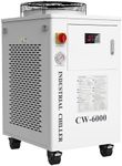 Garvee Industrial Water Chiller, CW-6000 Industrial Thermolysis Type Water Chiller,15L Capacity 8.7gpm Water Cooling System for CO2 Laser Engraving & Cutting Machines, Cools 9125 BTU/Hour, Sliver