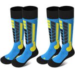 Soared Winter Ski Socks Snowboard Snow Warm Knee Over The Calf OTC High Performance 2 Pairs for 3-8 Years Old Kids Blue