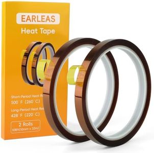 Premium Heat Tape, 2 Rolls Heat Resistant Tape, 108ft (10mm x 33m) Heat Tape for Sublimation & Heat Transfer Tape, No Residue, Perfect for Heat Press, Electronics, Soldering, and Circuit Boards