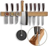 Premium 24 inch Magnetic Knife Holder for Wall with Double Storage & Charming Wood - Knife Magnetic Strip, Knife Magnet, Magnet Knife Holder Strip, Magnetic Knife Strip Knife Rack Kitchen Knife Holder