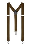 Boolavard® TM Braces/Suspenders One Size Fully Adjustable Y Shaped With Strong Clips (Brown)