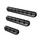 Briskyto Cable Clips, Cable Management Clips, 3 Pack Silicone Adhesive Wire Cable Holder, Cable Cord Management Organizer for Power Cords, Charging Cables in Office and Home (Black)