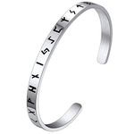 FaithHeart Viking Bracelets for Men, Stainless Steel Norse Runes Cuff Bangle 6mm, Nordic Amulet Jewelry Men's Bracelet