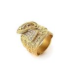 THE BLING KING Gold Saddle Ring with Stones, Mens Ring with 18K Real Gold Plating, Premium Gold Fashion Ring Unique Jewellery Gift for Men and Teens (size 10 - UK size T)